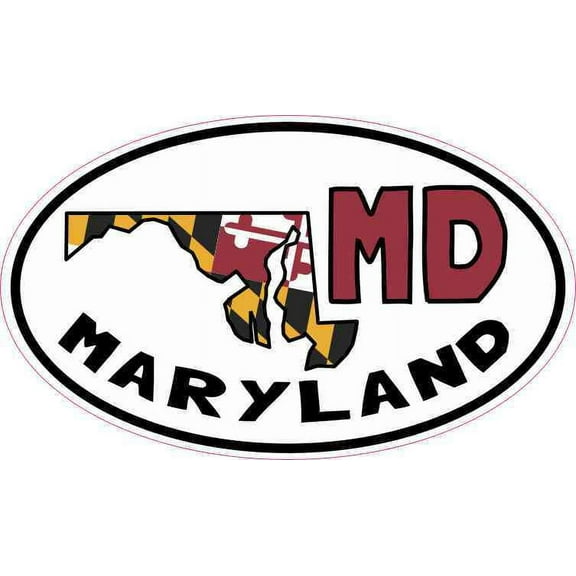 5inx3in Oval MD Maryland Sticker Vinyl Car Truck Bumper Decal Cup Stickers