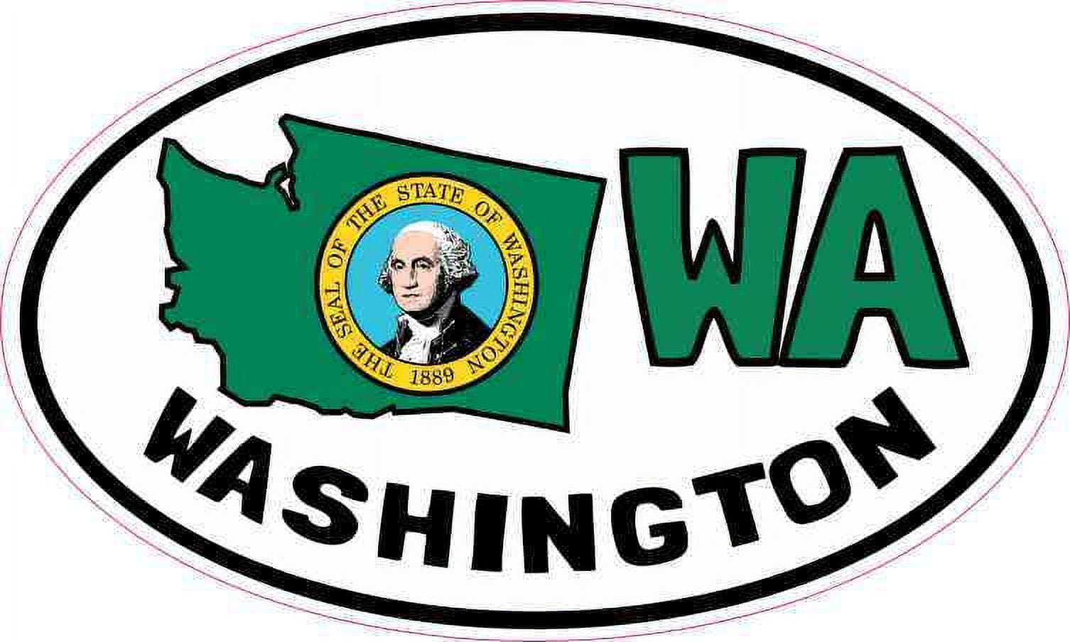 5inx3in Oval WA Washington Sticker Vinyl Car Bumper Decal Luggage ...