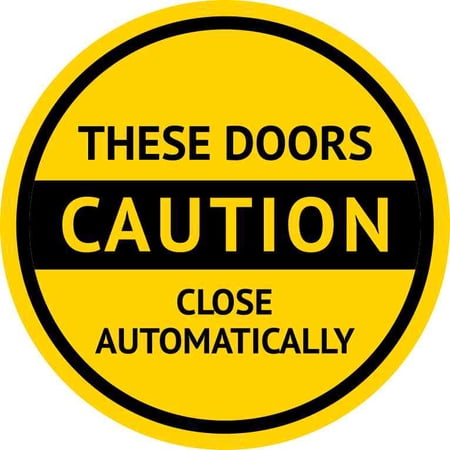5inx5in Caution These Doors Close Automatically Sticker Vinyl Si