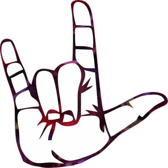 5inx5in Red And Black Sign Language I Love You Sign Bumper Sticker Decal Car Window Stickers Vinyl Decals