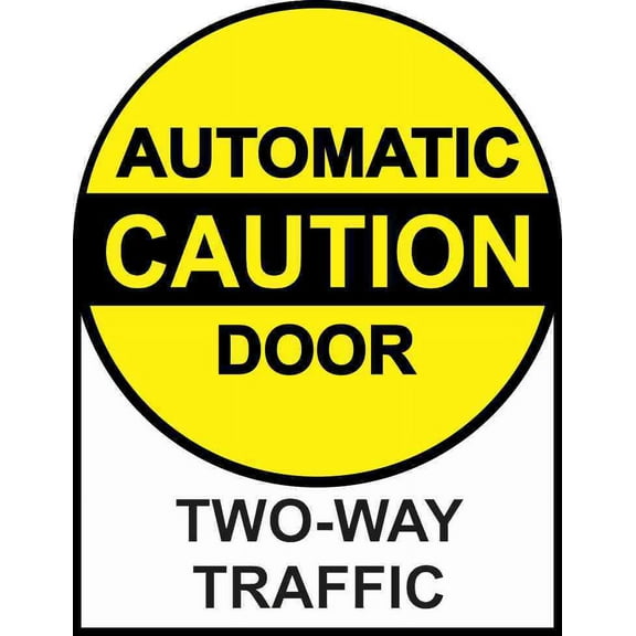 5inx6.5in Two-Way Traffic Caution Automatic Door Sticker Vinyl Sign Decal