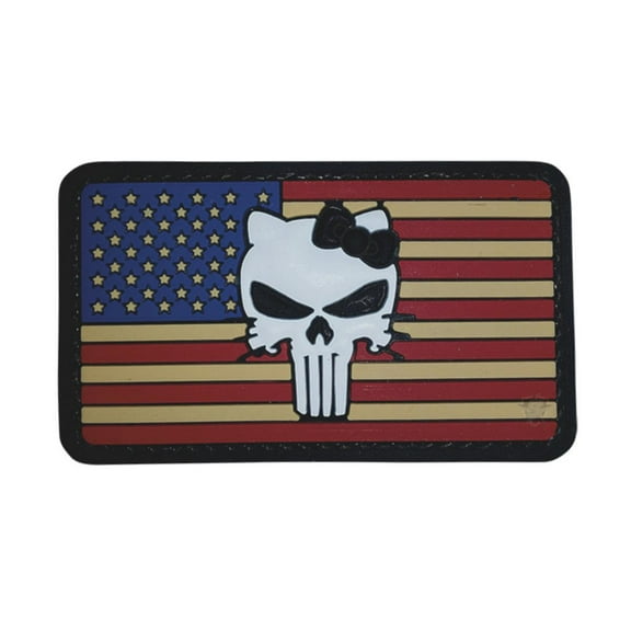 5ive Star Gear American Flag Tactical Kitty Skull PVC Morale Patch, 2" x 3.25"