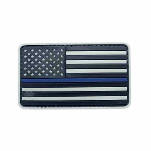 5ive Star Gear Thin Blue Line Flag Patch, 3.25"X2" Vinyl Patch, Light Gray