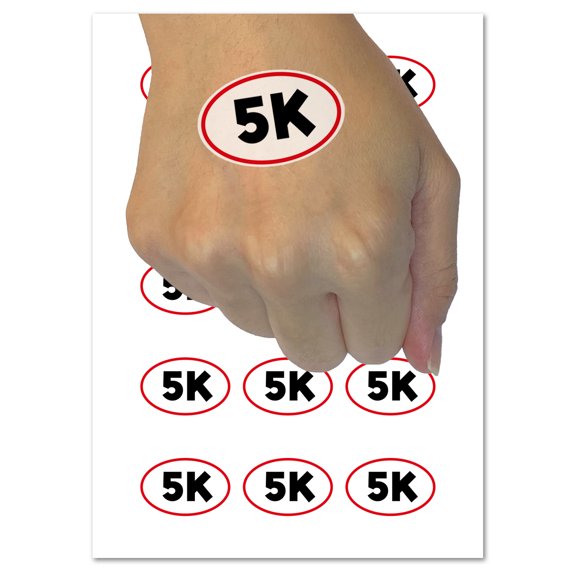 5k Euro Oval Race Running Runner Water Resistant Temporary Tattoo Set Fake Body Art Collection - 54 1" Tattoos (1 Sheet)
