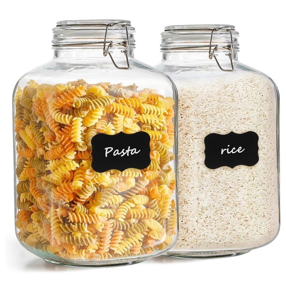 5l Square Glass Jars With Airtight Lids (1.3 Gallon Set Of 2) Space-saving Canisters For Bulk Flour & Rice Storage Ideal Large-batch Fermenting Pickling Kombucha