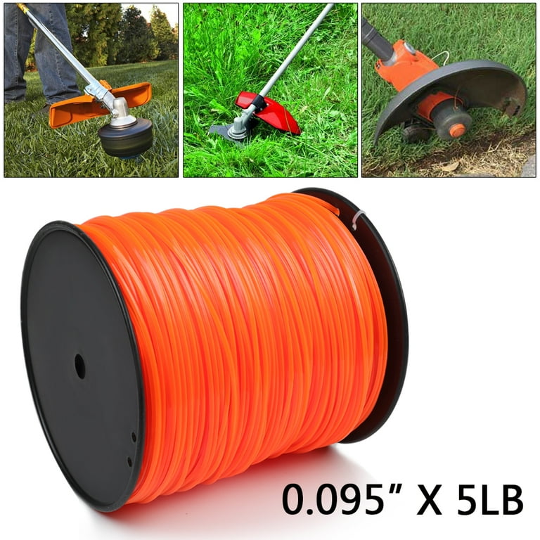 5lb .095 inch Commercial Square Shape String Trimmer Line Fits Echo Stihl Redmax,Nylon String Lawn Trimmer Line Replacement, Size: 1XL, Orange