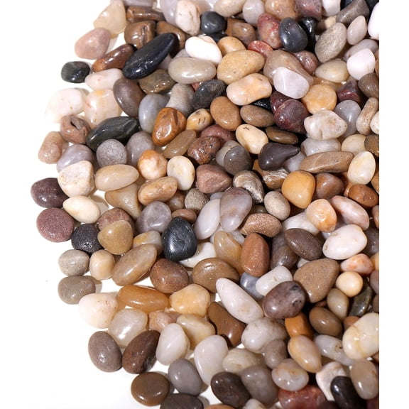 5lb Pebbles, 3/8 Inch Small Pebbles for Indoor Plants, Aquariums, Bamboo, Succulent, Vase, Outdoor Landscaping, Decorative Polished Plant Rocks for Pots Indoor, Mixed Color