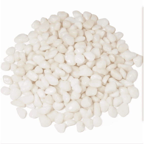 5lb Pebbles for Indoor Plants, Vases, Succulent, 3/8" Small Decorative White Rocks, High Polished