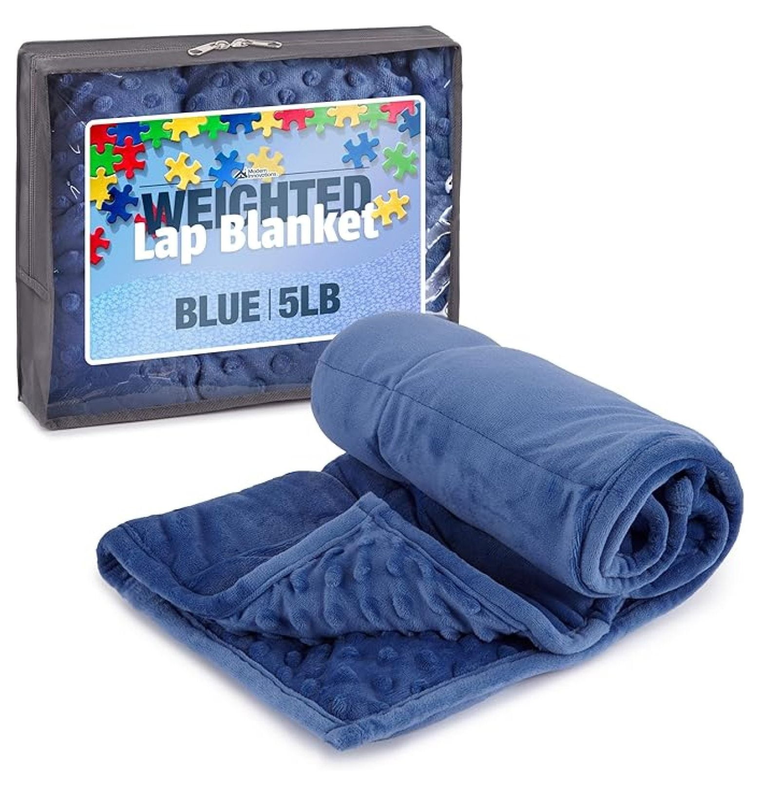 5lb Weighted Blanket for Kids (Blue) 19x22 Inch, Plush Minky Weighted ...