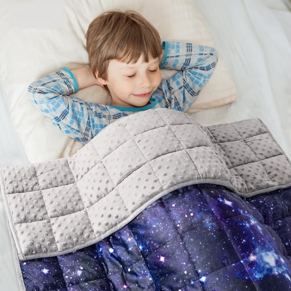 5lbs 36×48 Inches Printed Weighted Blanket, Ultra Soft Cozy Sensory Blanket for Kids & Teens, Universe Galaxy Stars