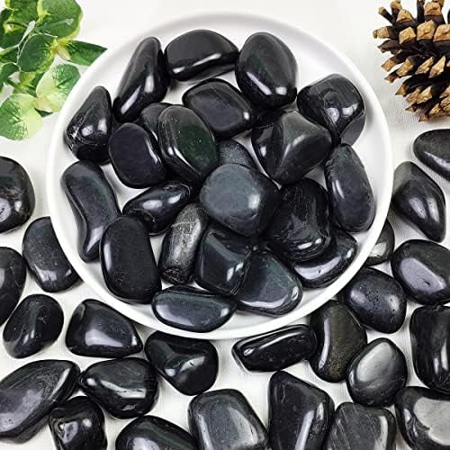 5lbs Black Pebbles for Plants, 1-2 Inch High Polished Natural River Rocks for Landscaping, Decorative Stones Vase Filler Fish Tank Aquariums Garden Outdoor and Indoor DIY