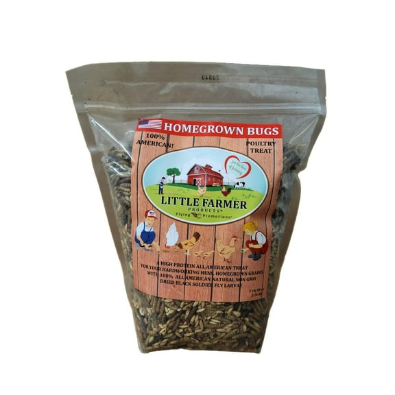 5lbs Homegrown Bugs Premium Non-GMO Black Soldier Fly Grubs and Grains, Poultry Treat Supplement, USA Grown