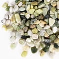 thumbnail image 1 of 5lbs Nature Pebble Decorative Rocks for Plants, Fish Tank, Matte Texture and Smooth Edge, 3/4" to 1.25", Emerald Green & White, 1 of 8