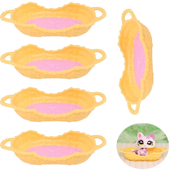 5lot Mini Pet Bed Accessories Sets,Miniature Dog Bed Accessories fit for lps Cats Dogs Toy Figurines