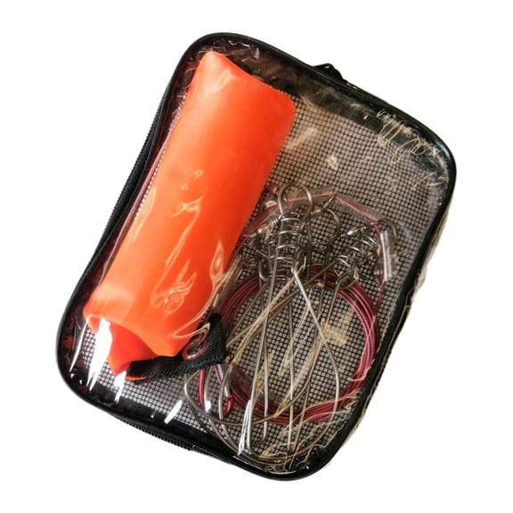 5m 10m Fishing Lock Belt Fishing Stringer Live Fish Lock Buckle with Float Stainless Steel Fish Hook Fishing Tackle