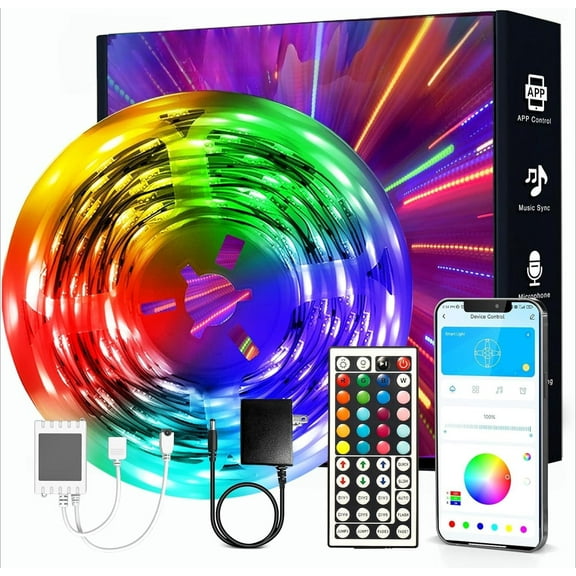5m/16.4ft LED Strip Lights, Smart Light with App Remote Control, RGB LED Lights for Home Bedroom KTV Bar Party Decoration, Music Sync Color Changing Lights for Room Home Decor Party Festival