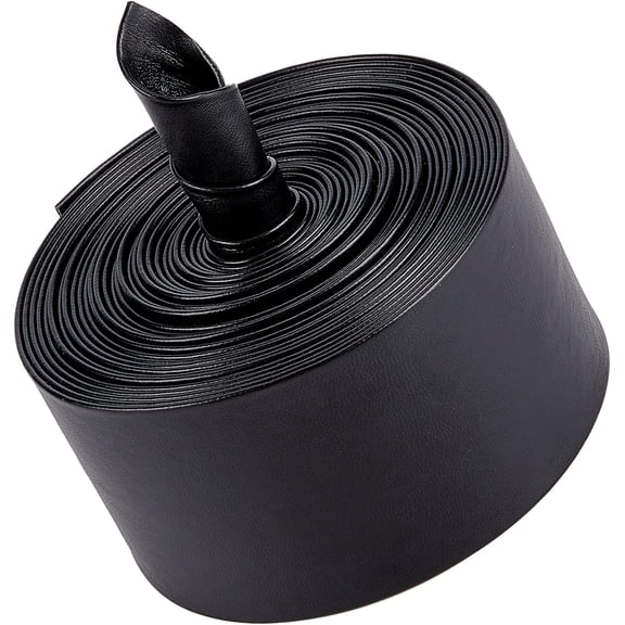 5m 2 Inch/50mm Wide Leather Trimming Tape Foldover Leather Strips Leatherette Strap String Black Lychee Grained Imitation Flat Leather Cord for DIY Sewing Seaming Hemming Crafts Jewelry BlackDIY