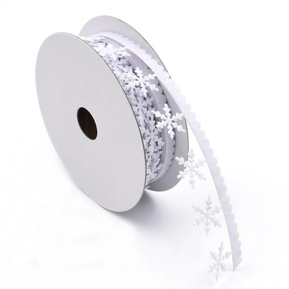 5m 25mm 1" White Snowflake Ribbons Vine Lace Sewing Ribbon For Wedding, Parties, Celebrations, Cards, Decorations,Clothes, Baby Shower