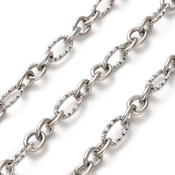 5m 304 Stainless Steel Figaro Chains Unwelded Stainless Steel Color 13x6.5x1.5mm
