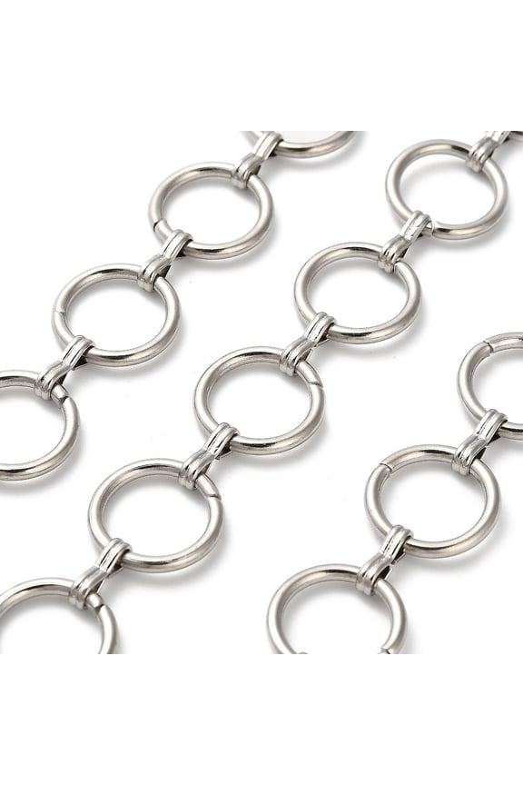 5m 304 Stainless Steel Ring Link Chains Unwelded Stainless Steel Color 14x1.8mm