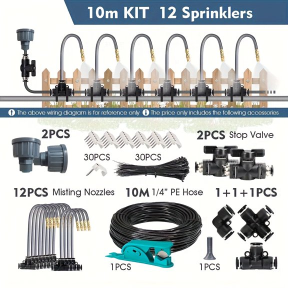 5m to 30m Adjustable 1/4 Inch 4/6mm Misting Cooling System with 360-Degree Flexible Atomization Sprayer for Garden Irrigation and Watering, Made of Durable Plastic with Universal Connector Thread
