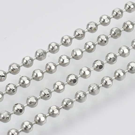 5m Brass Ball Chains Faceted Long-Lasting Plated Soldered with Spool Cadmium Free & Nickel Free & Lead Free Platinum 2.3mm about 16.4 Feet(5m)/roll