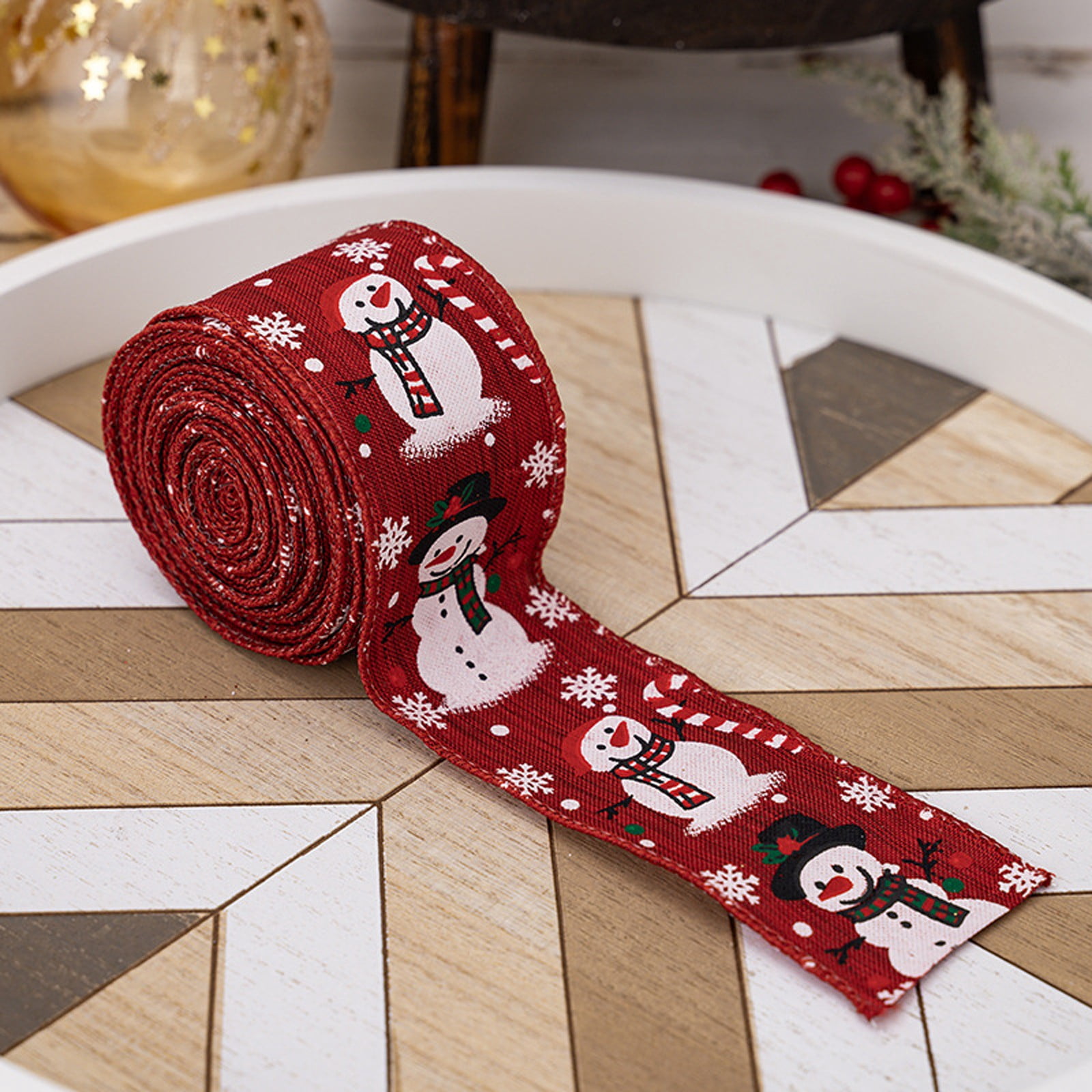 Xmas Rippon 5m Christmas Snowman Ribbon Holiday Fabric Trim for Gift Wrapping ...