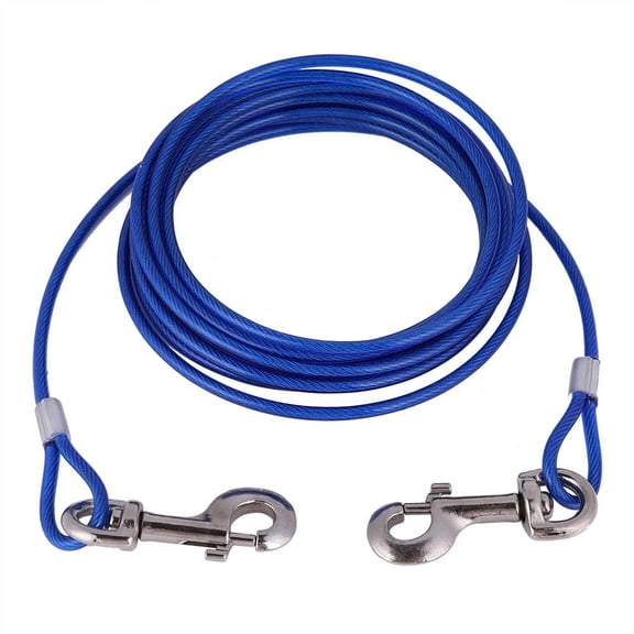 5m Dog Tie Out Run Trolley Cable Tie Out Pet Safety Cable for Dog Training Tether Steel Wire Pet Runner Large Dogs Blue