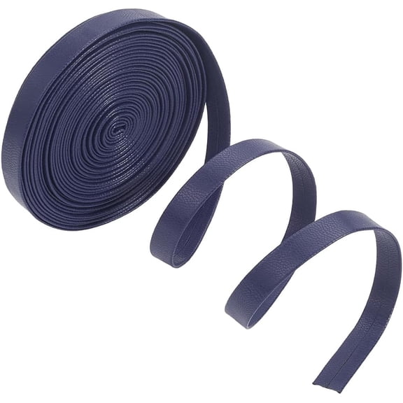5m Foldover Leather Strips Strap 10mm Wide Flat Leather Cord String Marine Blue Thin Leather Lace Rope 1mm Thick Double Sided PU Leather Strap for DIY Craft Jewelry Tooling Workshop