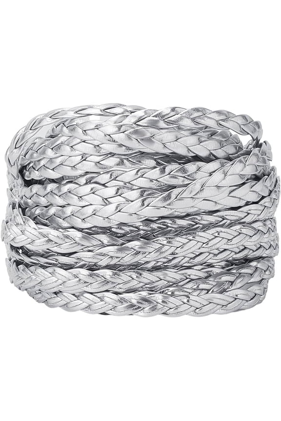 5m Leather Cord 7mm Silver PU Leather Strings 2mm Thick Flat Folded Imitation Leather Rope Thread for Bracelet Anklets Necklace Jewelry Making DIY Braiding Crafts Gift Wrapping 1bundle