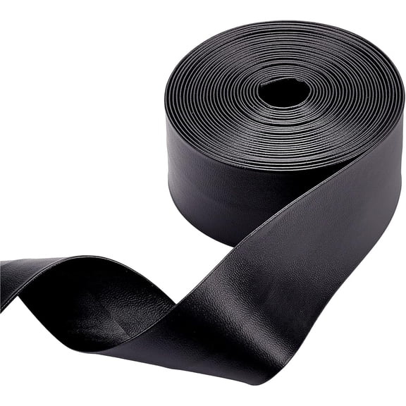 5m Long Imitation Foldover Leather Strap 1-5/8 Inch Wide Leather Belt Strips for DIY Arts Craft Projects (Black) Black