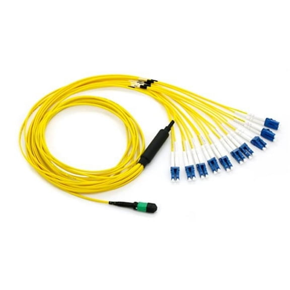CableWholesale MPLC-22005 Plenum Fiber Optic Cable, 100 Gigabit Ethernet CFP & CXP 100GBase-SR10 to MTP & LC 24 in. Breakout Cable, 9 by 125, 5 m