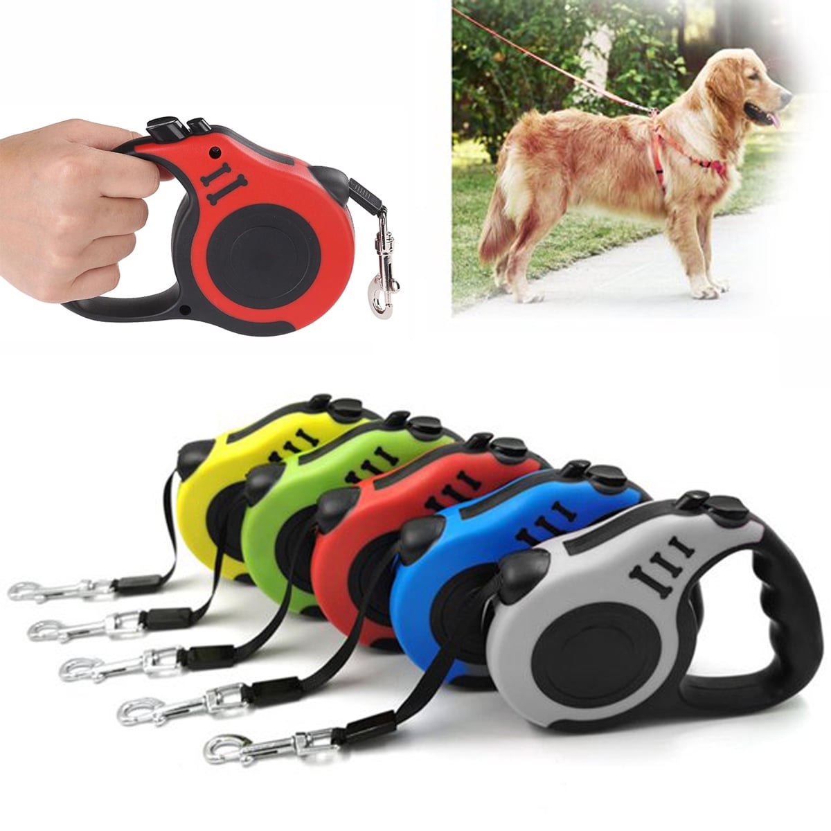 Newlight66 New Comfort Strong Heavy Duty Retractable Dog Leash 16 ft Long Line for Large Dogs up to 110 lbs Gray Walmart