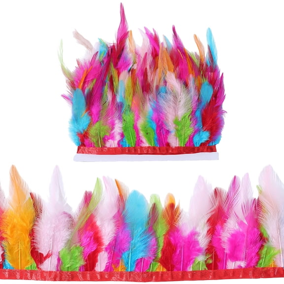 5m Rooster Feather Trim 8-20cm Colorful Feather Trim Ribbon Natural Rooster Hackle Tail Trimming Fringe