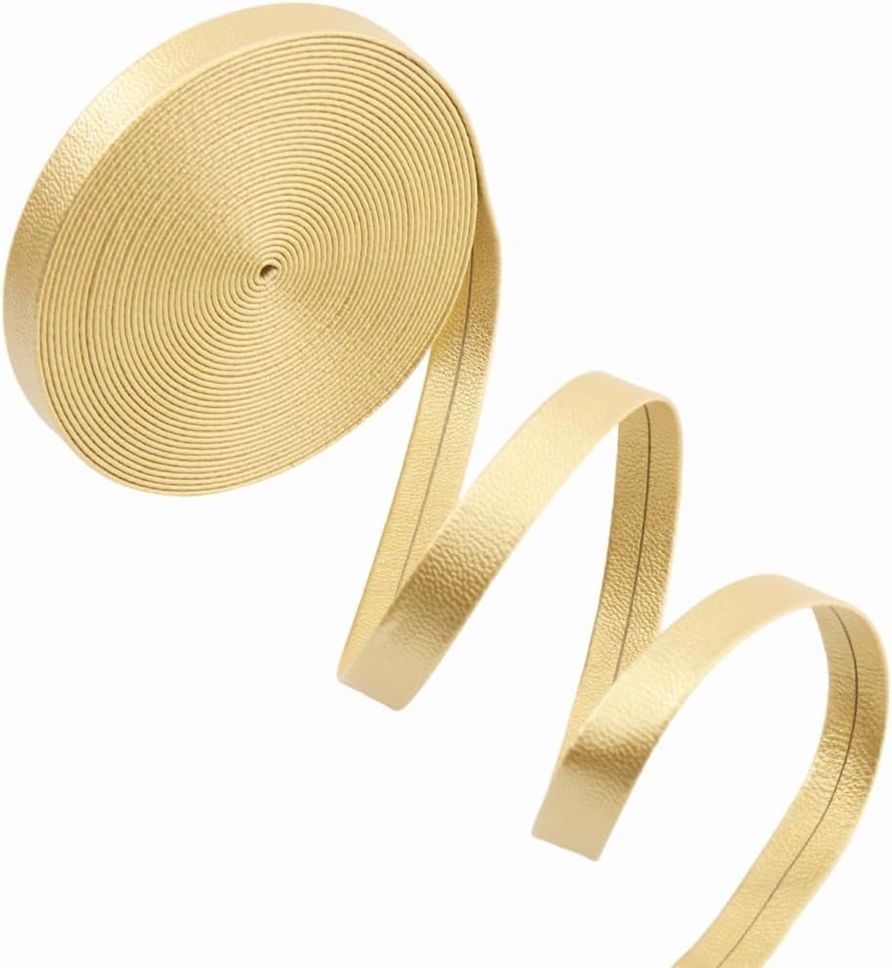 5m x 10mm Gold Foldover Leather Strips PU Trimming Tape Flat Leather ...