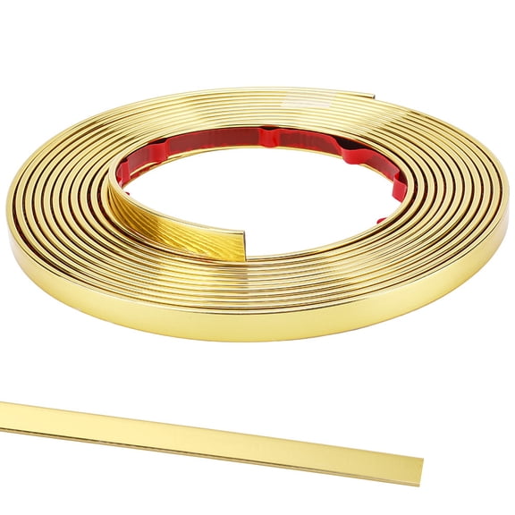 5m x 10mm Gold Molding Trim Peel and Stick Tile Edging Strip Self-Adhesive Flexible Floor Edge Decorative Trim Caulk Line for Laminate Flooring