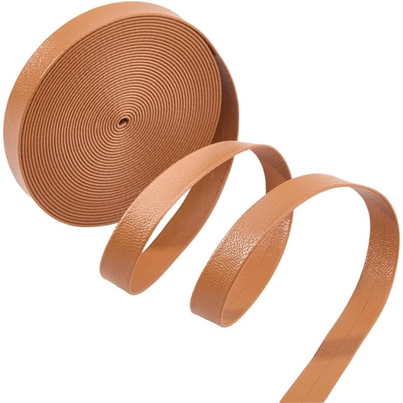 5m x 12mm Foldover Leather Strips PU Leather Edge Trimming 1mm Thick Lambskin Texture Leatherette Straps Braiding Thread