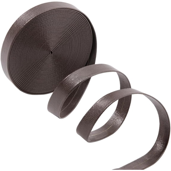 5m x 12mm PU Leather Trimming Tape Foldover Leather String 1mm Thick Lambskin Texture Coffee Leatherette Strips Strap Thread
