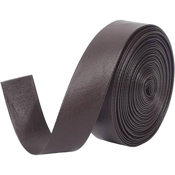 5m x 25mm Faux Leather Trimming Tape Foldover Leather Strips 1mm Thick Flat Leather Cord String Lambskin Texture PU Leatherette Trim Strap for DIY Crafts Belt Jewelry Making Coconut Brown