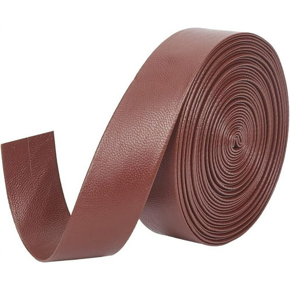 5m x 25mm x 1mm Foldover Leather Strap PU Leather Trimming Tape Lambskin Texture Flat Leather Cord String PU Leatherette Strips Trim Ribbon for DIY Sewing Crafts Tooling Workshop Sienna