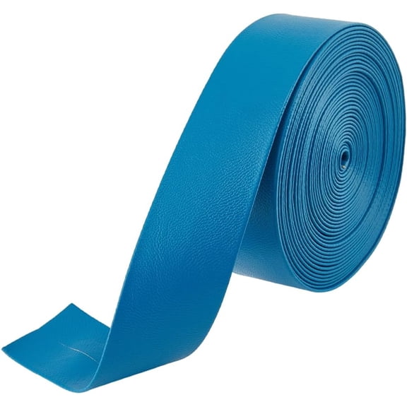 5m x 30mm Foldover Leather Strips PU Edge Trimming 1mm Thick Flat Leather Cord Steel Blue Lambskin Texture Leatherette Straps Braiding Thread for DIY handcrafting