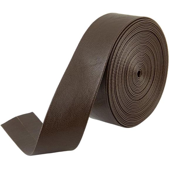 5m x 30mm PU Leather Trimming Tape Foldover Leather Strips Coffee Lambskin Grain Soft Leatherette Strings Braiding Thread for DIY Bracelet Belt Keychain Jewelry Making DIY Sewing Crafts