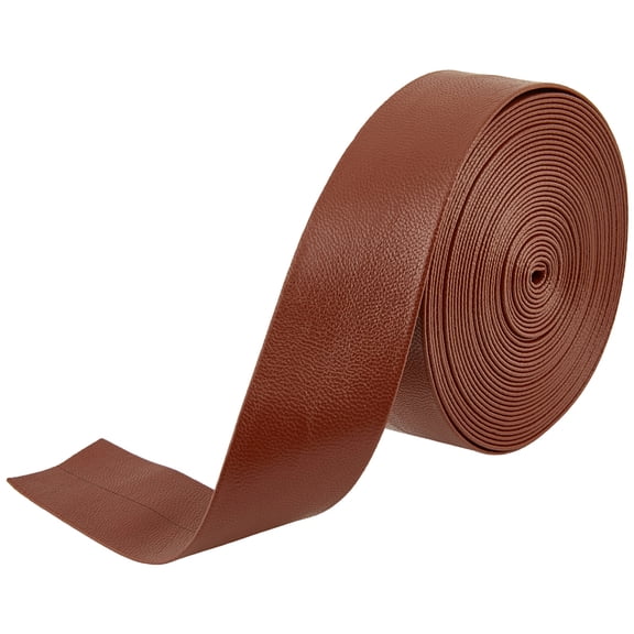 5m x 30mm x 1mm Foldover Leather Strips Flat Leather Cord Coconut Brown PU Trimming Tape Lambskin Grain Leatherette Straps Strings Thread