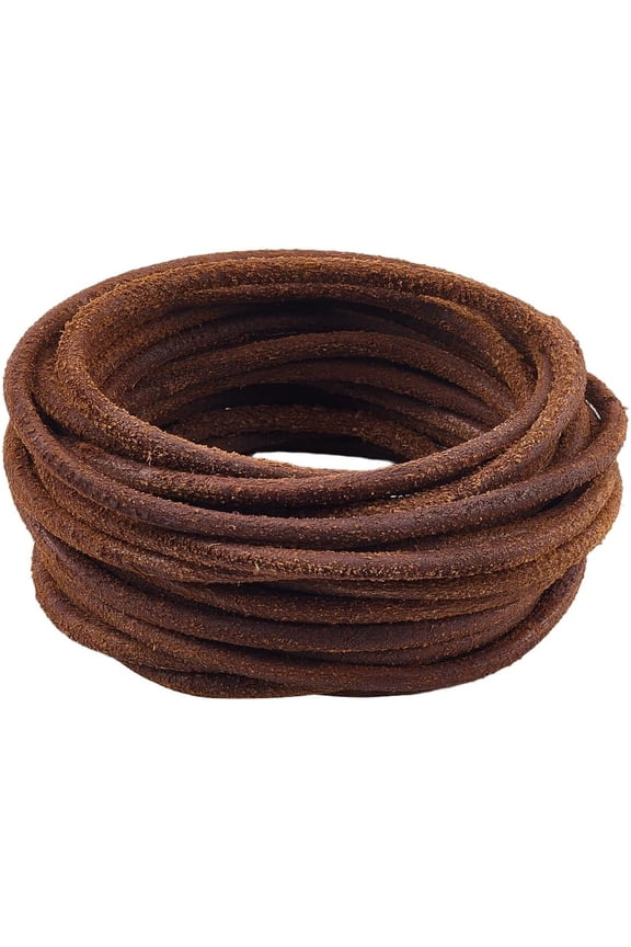 5m x 4mm Genuine Round Leather Cord Frosted Leather String Real Cowhide Rope Natural Yak Hide Suede Braiding Threads for DIY Crafts Bracelet Necklace Keychains Jewelry Making Dark Salmon diy