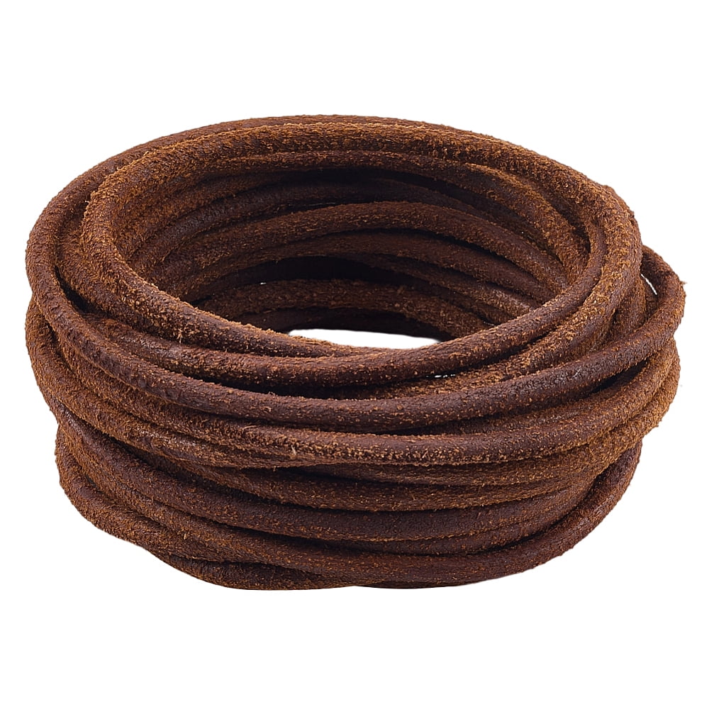 5m x 4mm Genuine Round Leather Cord Frosted Leather String Real Cowhide ...