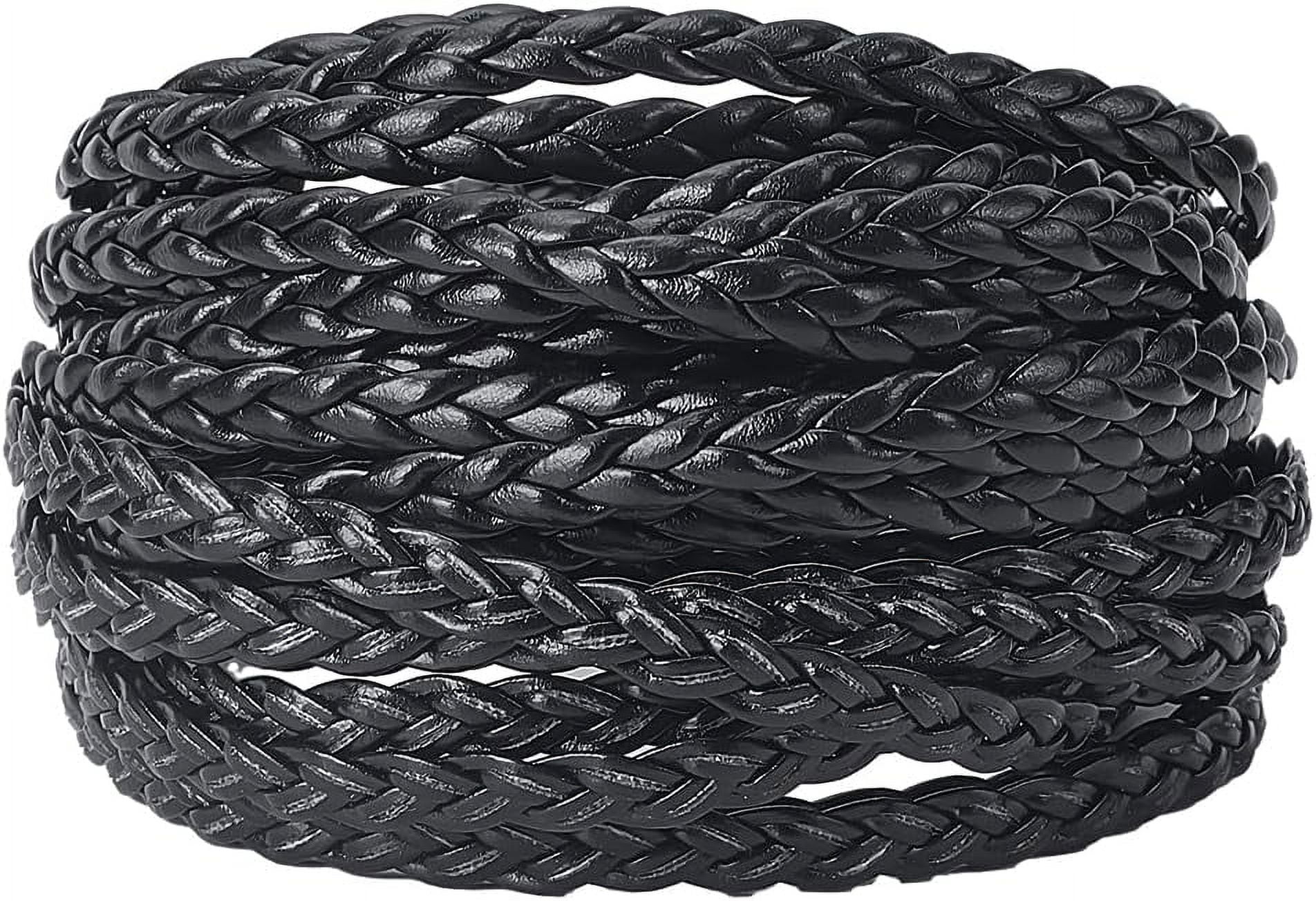 5m x 5mm Black Leather Cord PU Thread 2mm Thick Flat Folded Imitation ...