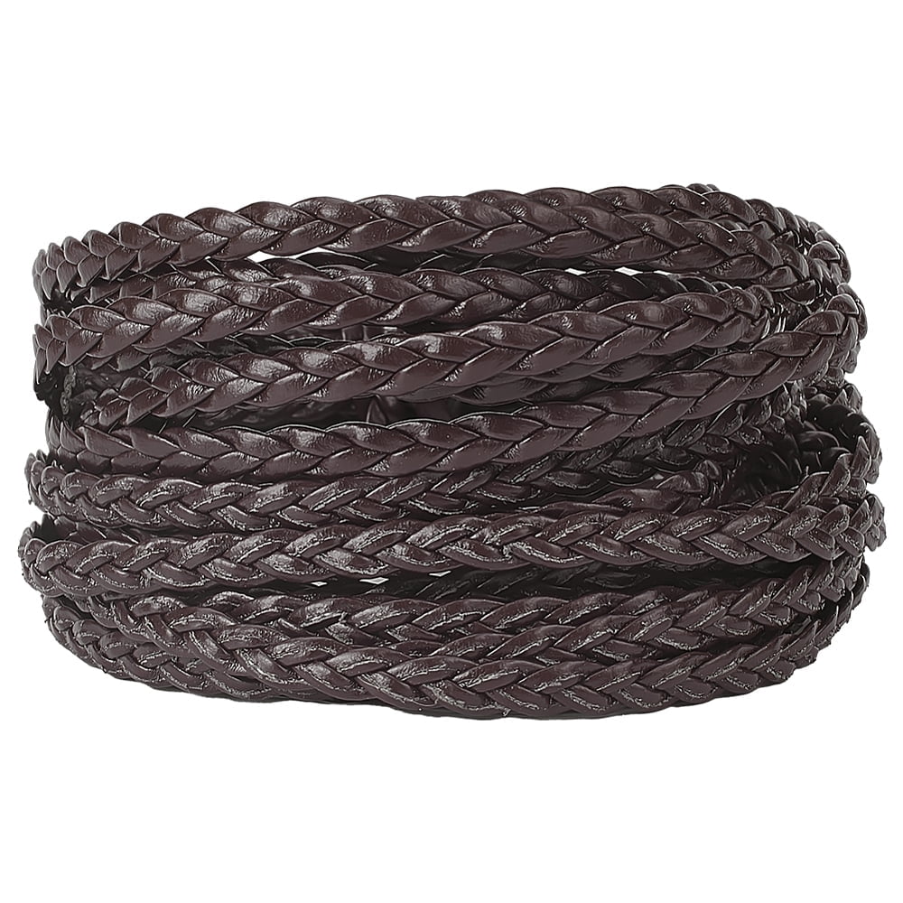 Threaded Leather String 5m x 5mm Leather Cord Flat PU Braiding Thread String 2mm Thick Folded ...
