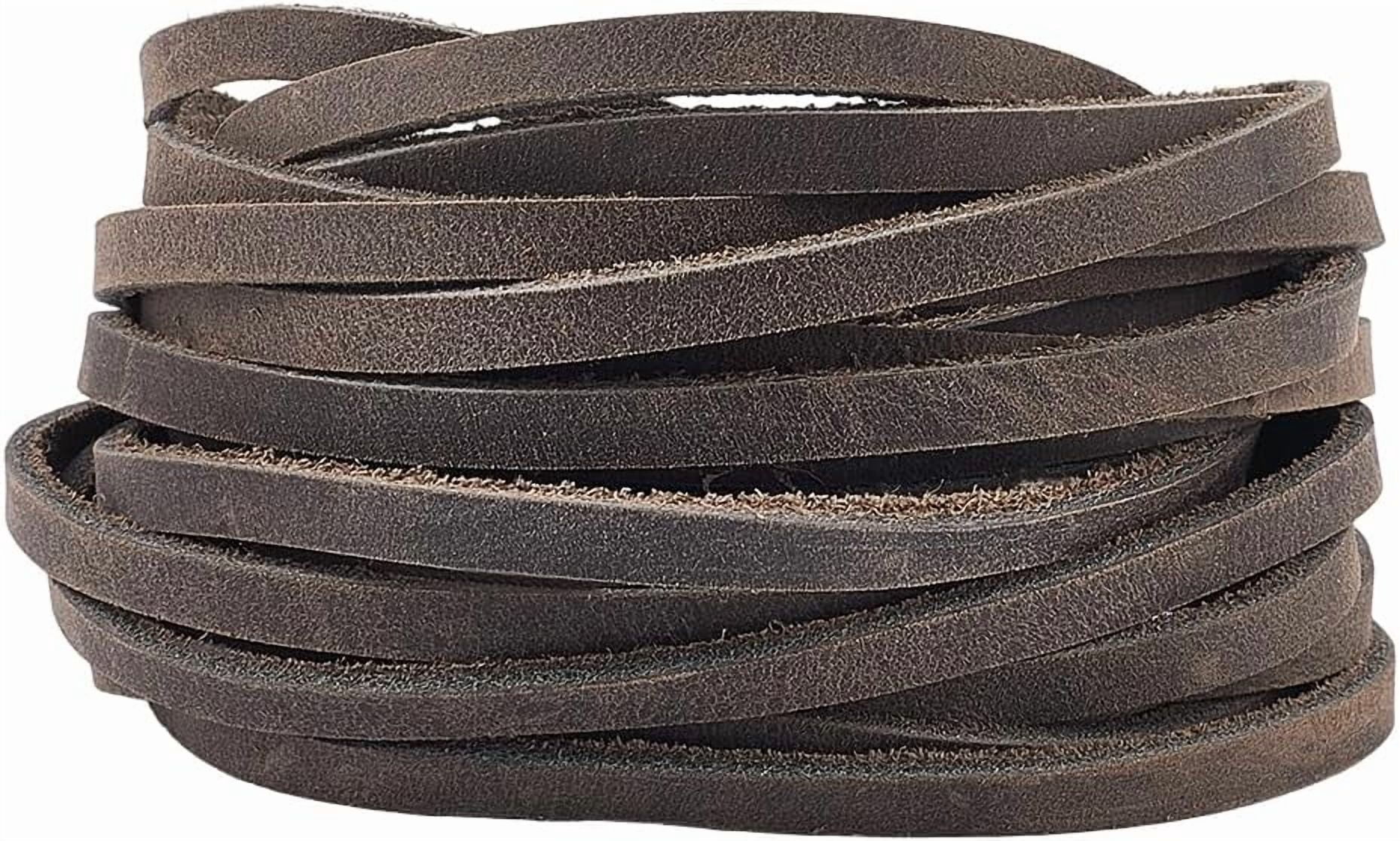 String Gray 5m x 5mm Genuine Leather Strips Flat Leather Cord 2mm Thick Crazy Horse ...