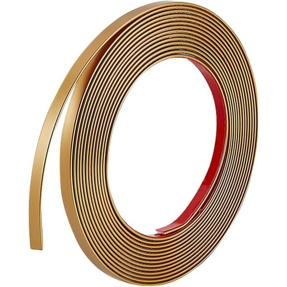 5m x 8mm Gold Molding Trim Peel and Stick Flexible Mirror Border Self-Adhesive Decorative Strip Wall Seam Sealing Tape for Wall Ceiling Tile Floor Panel Cabinet Wardrobe Corner Trim