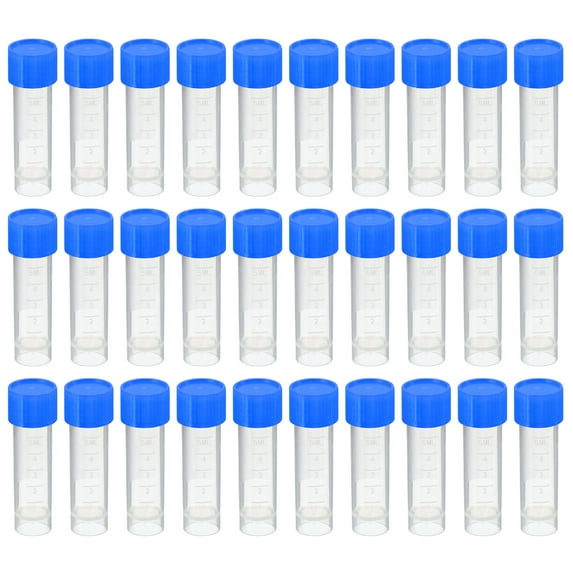 5mL Plastic Test Tubes, 150 Pack Frozen Container Storage Blue Screw Cap, Clear
